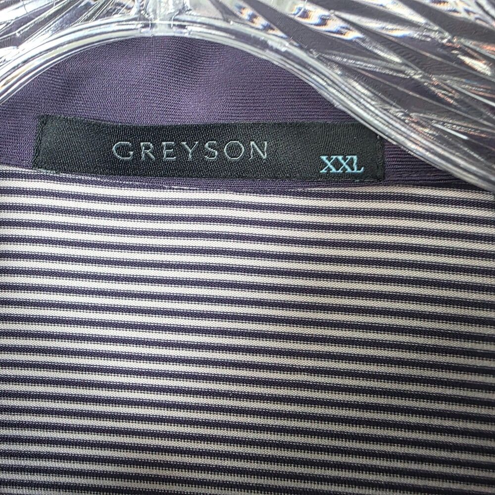 Greyson Men's Purple White Striped Ridgewood Country Club Logo Polo Shirt 2XL - Picture 4 of 10